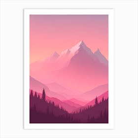 Misty Mountains Vertical Background In Pink Tone 47 Art Print