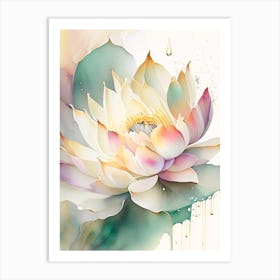 Lotus Flower Pattern Storybook Watercolour 2 Art Print