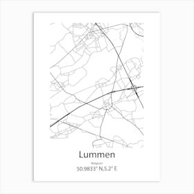 Lummen,Belgium Minimalist Map Art Print