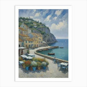 Mediterranean Village Gentle Waters of the Harbor Art Print