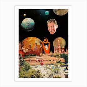 Soviet space, Kremlin, 1950s collage Art Print