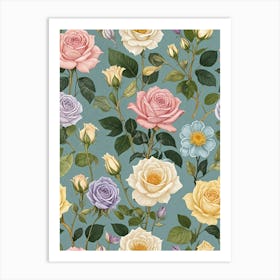 Pastel Rose Pattern Art Print