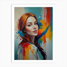 Girl With Paint Splatters Art Print