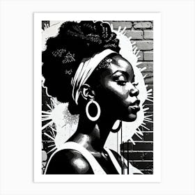 Vintage Graffiti Mural Of Beautiful Black Woman 83 Art Print