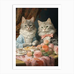 Royal Cats At Afternoon Tea Rococo Style 1 Art Print