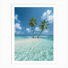 Two Palm Trees On The Beach Art Print