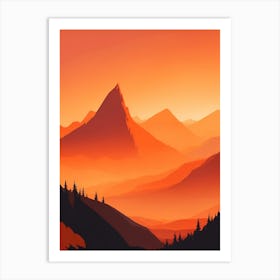 Misty Mountains Vertical Composition In Orange Tone 186 Art Print