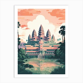 Angkor Wat   Siem Reap, Cambodia   Cute Botanical Illustration Travel 0 Art Print