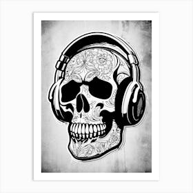 Skull With Headphones 123 Art Print