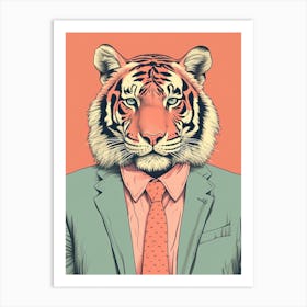 Tiger Illustrations Wearing A Business Suite 4 Art Print