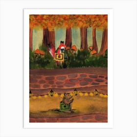Forest Walk in Fall Autumn Art Print