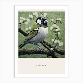 Ohara Koson Inspired Bird Painting Sparrow 2 Poster Art Print