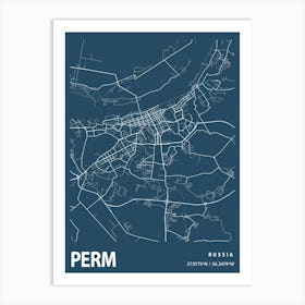 Perm Blueprint City Map 1 Art Print