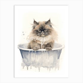Himalayan Cat In Bathtub Bathroom 2 Art Print