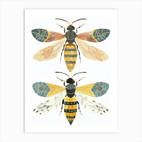 Colourful Insect Illustration Yellowjacket 7 Art Print