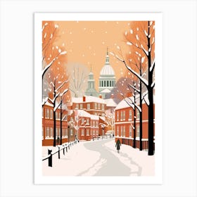 Retro Winter Illustration Nottingham United Kingdom Art Print