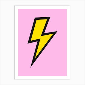 Lightning Bolt Yellow on Pink Art Print