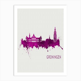 Groningen Netherlands City Purple Art Print