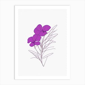 Vinca Floral Minimal Line Drawing 1 Flower Art Print