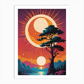 Moon And The Tree Art Print