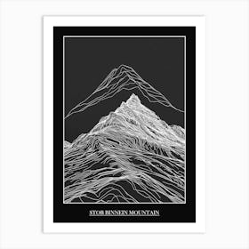 Stob Binnein Mountain Line Drawing 1 Poster Art Print