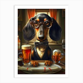 Dachshund In Glasses Art Print