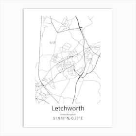 Letchworth,United Kingdom Minimalist Map Art Print