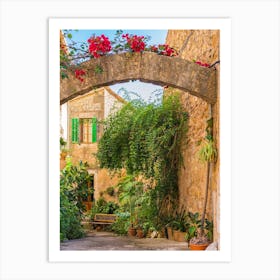 Mediterranean patio at beautiful spain village Valldemossa on Mallorca island, Spain Art Print