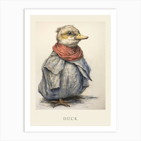Beatrix Potter Inspired  Animal Watercolour Duck 1 Art Print