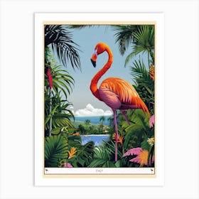 Greater Flamingo Italy Tropical Illustration 3 Poster Art Print