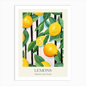 Marche Aux Fruits Lemons Fruit Summer Illustration 3 Art Print