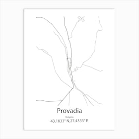 Provadia,Bulgaria Minimalist Map Art Print