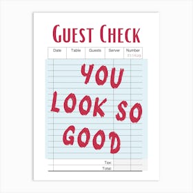 Guest Check 14 Art Print