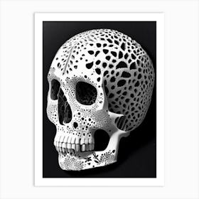 Skull With Terrazzo Patterns 1 Linocut Art Print