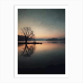 Lone Tree On Lake Art Print