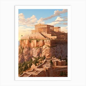 Acropolis Of Athens Pixel Art 3 Art Print