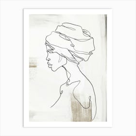 Female Face One Line Drawing Art Print