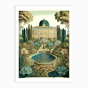 Gardens Of The Royal Palace Of Caserta, Italy Vintage Botanical Art Print