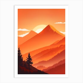 Misty Mountains Vertical Composition In Orange Tone 16 Art Print