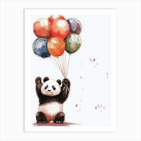 Giant Panda Holding Balloons Storybook Illustration 3 Art Print