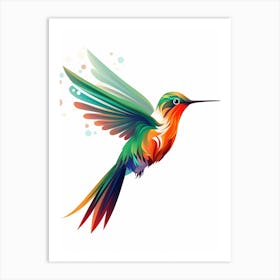 Colourful Geometric Bird Hummingbird 2 Art Print