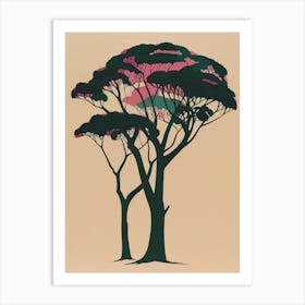 Ebony Tree Colourful Illustration 1 Art Print