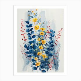 Blue And Yellow Flowers 3 Art Print