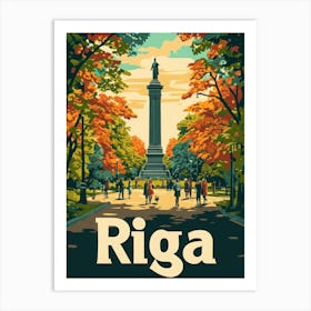 Aihrgdesign A Retro Travel Poster For Riga Art Print