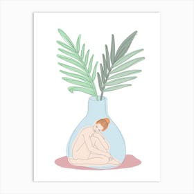 Vase With Palm Art Print