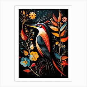 Folk Bird Illustration Woodpecker 2 Art Print