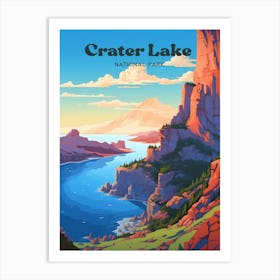 Crater Lake National Park Outdoors Modern Travel Art Art Print