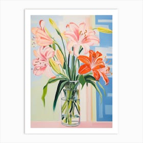A Vase With Amaryllis, Flower Bouquet 2 Art Print