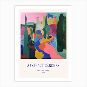 Colourful Gardens Powis Castle Gardens Wales 6 Blue Poster Art Print