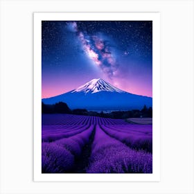 Lavender Field With Milky Way Affiche